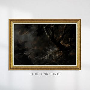 Dark Fantasy Forest Printable Wall Art Vintage Gothic Nature Digital Download Moody Landscape Oil Painting Mystical Woodland Home Decor