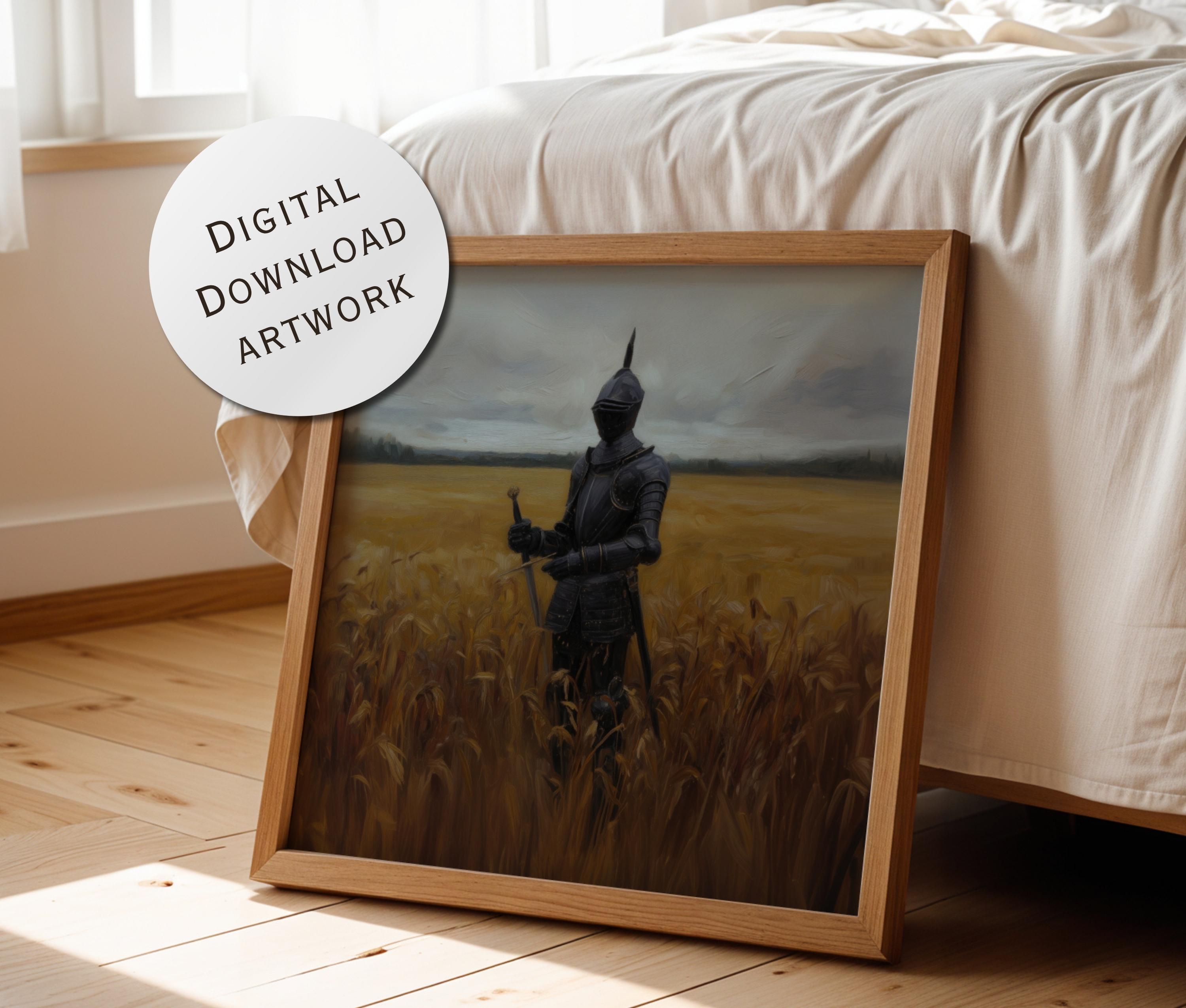 Medieval Knight Printable Wall Art Dark Academia Cottagecore Oil ...