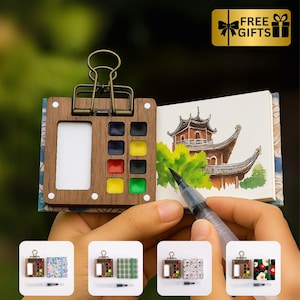 8 Colors Watercolor Palette, Portable Paint Set with Water Brush, Palette for Sketching, Plein Air Painting Kit, Artist Gift, Birthday Gift