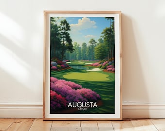 Impresión del campo de golf de Augusta: Torneo de Maestros, paisaje de Georgia (descarga digital)
