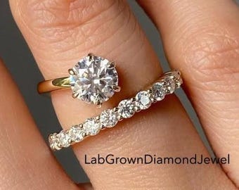 1.50 CT Round Cut Spiral Wrap Solitaire Engagement Ring, 14K Yellow Gold Open Bypass Wedding Proposal Ring, Adjustable Anniversary Gift
