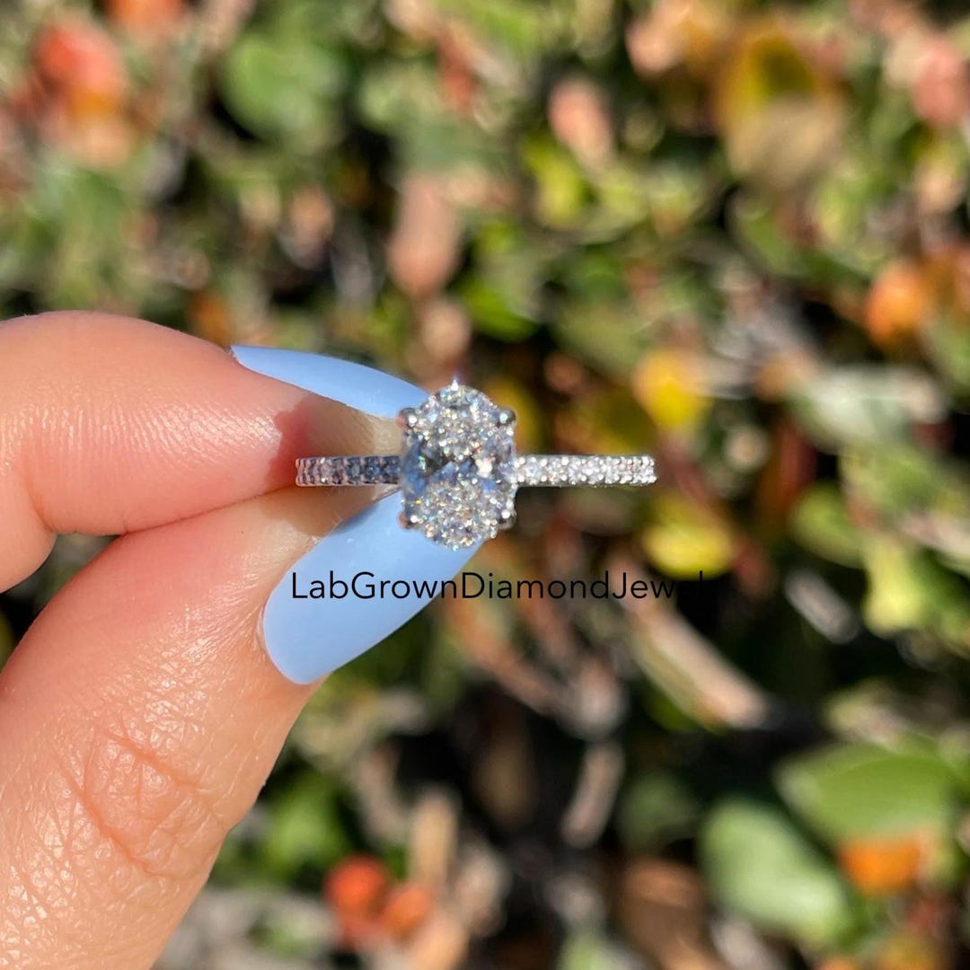 Oval Lab Grown Diamond Engagement Ring, Certified Diamond Ring for ...