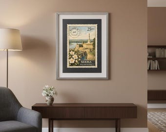 Serbia Belgrade Fortress Vintage Stamp Digital Print
