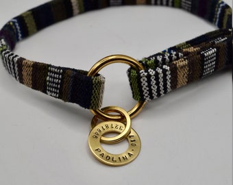 Personalized Woven Dog Collar: Custom ID Tag, Slip-On Style