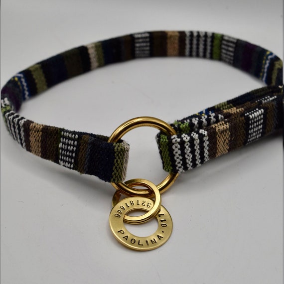 Personalized Woven Dog Collar: Custom ID Tag, Slip-On Style