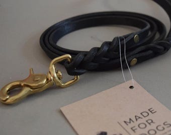 Leather Dog Leash: Black Cotton Mamba Lead, 130cm