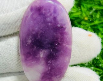 Natural Oval Lepidolite Cabochon, AAA Grade Purple Gemstone, Jewelry Making Supply
