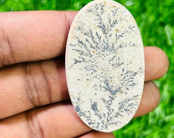 Natural Psilomelance Dendrite Oval Cabochon, Hand Polished Gemstone for Jewelry Making (47x28x6mm)