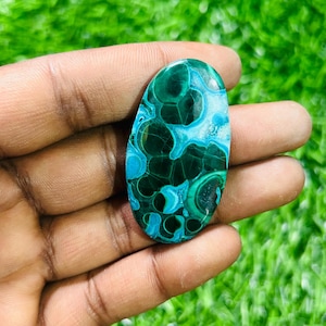 Best Quality Malachite Chrysocolla, Malachite Gemstone, Cabochon Malachite, Natural stone, Natural Malachite, Oval Shape, 71Ct, (46x25x6MM).