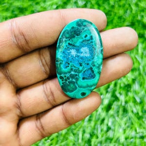 Malachite Cheysocolla, Best quality Malachite Gemstone, Cabochon Malachite, Natural stone, Natural Malachite, Oval Shape, 59Ct, (42x25x4MM).