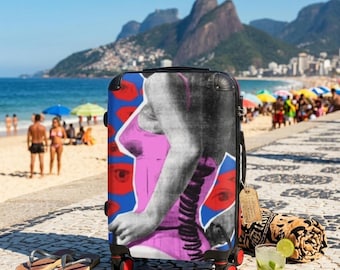 Pop Art Female Torso Suitcase | Retro Eyes Collage Travel Luggage