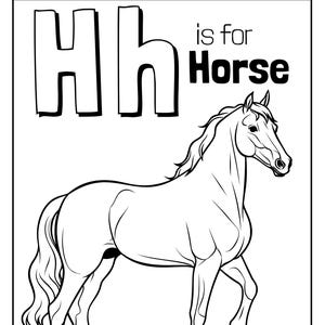 H is for Horse Coloring Page