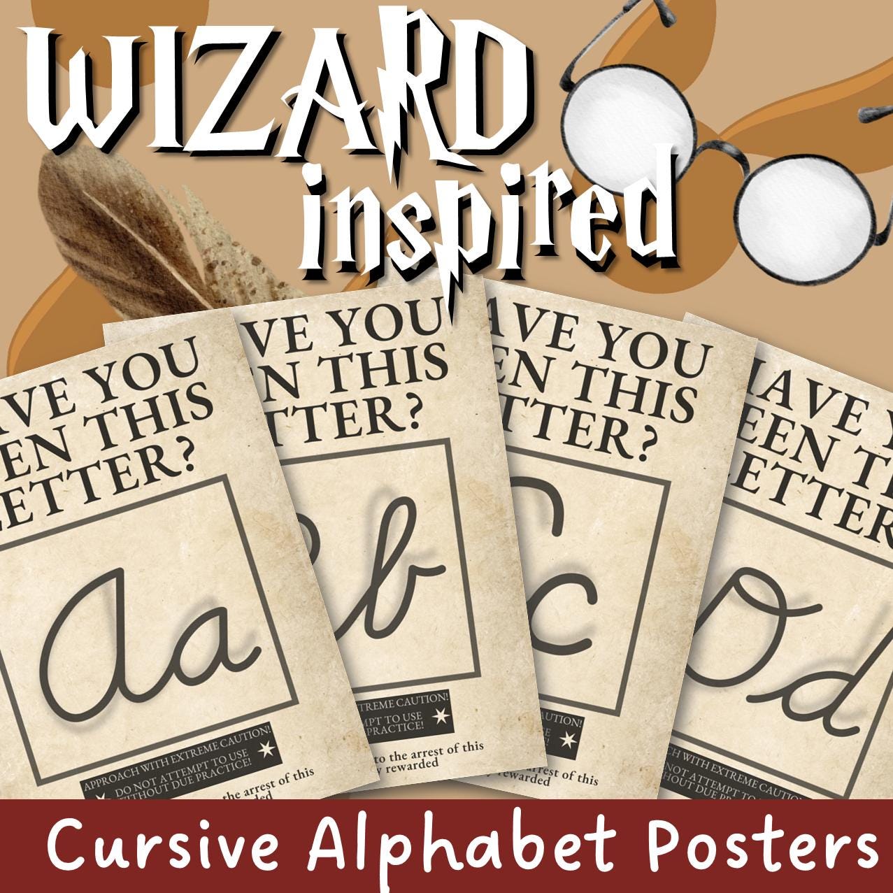 Wizarding Inspired Alphabet Posters Classroom Decor (cursive)