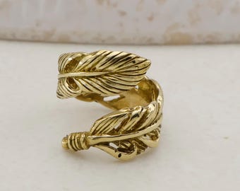 Blatt Wrap Messing Ring, verstellbar Schmuck, Geschenk für sie