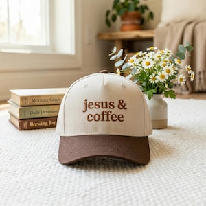 Jésus brodé et chapeau de café foi chrétienne chapeau Bible amateur de café cadeau pour femme chapeau casquette de verset de la Bible à la mode seigneur spirituel