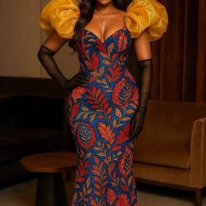 African Ankara mermaid Women&#39;s dress,Handmade African fashion for women,ankara event outfit,colorful ankara wrap dress, African ankara dress