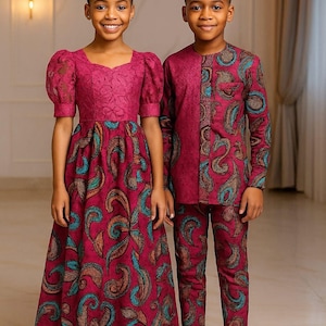 Beautiful kids African Ankara clothing, children&#39;s Ankara dress, children&#39;s birthday outfit, African print kids dress, baby shower gift.