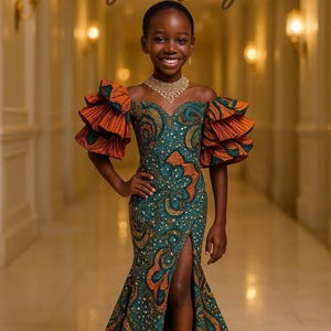 Beautiful kids African Ankara clothing, children&#39;s Ankara dress, children&#39;s birthday outfit, African print kids dress, baby shower gift.