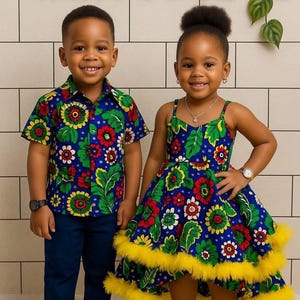 Beautiful kids African Ankara clothing, children&#39;s Ankara dress, children&#39;s birthday outfit, African print kids dress, baby shower gift.
