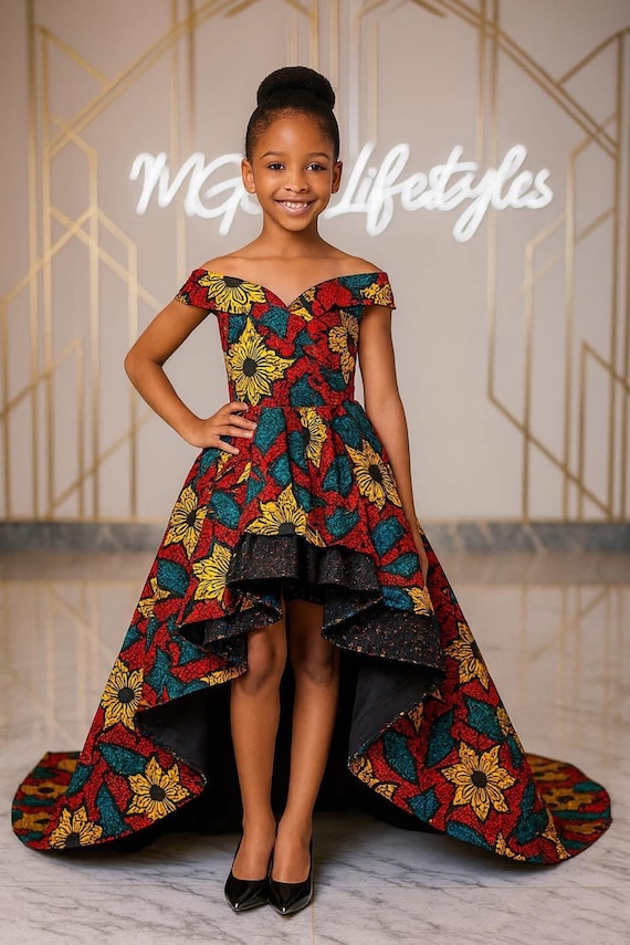 ankara birthday dress Handmade African Ankara Dress: Vibrant Children's Birthday Outfit