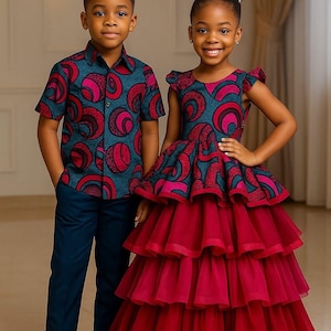Beautiful kids African Ankara clothing, children&#39;s Ankara dress, children&#39;s birthday outfit, African print kids dress, baby shower gift.