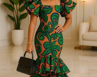 Beautiful kids African Ankara clothing, children's Ankara dress, children's birthday outfit, African print kids dress, baby shower gift.