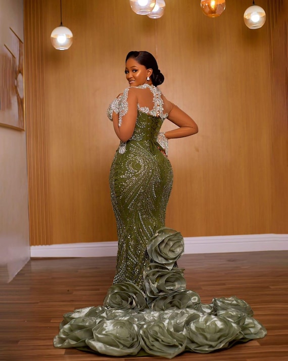 Green Luxurious Prom Dinner Beaded Lace Bridal Dress,beaded Corset Wedding  Dress,prom Corset Reception Dress, Handmade Bridal Wedding Guest - Etsy  Israel
