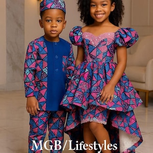 Beautiful kids African Ankara clothing, children&#39;s Ankara dress, children&#39;s birthday outfit, African print kids dress, baby shower gift.
