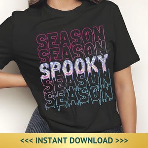 Spooky Season PNG Iridescent Halloween Sublimation Fall Shirt Design Cute Pastel Clipart Funny Autumn Digital Download for Crafters