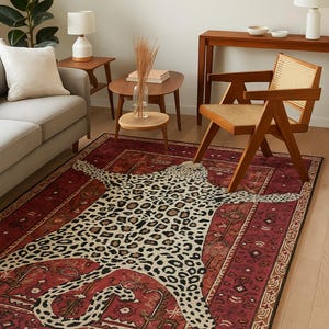 Handmade Leopard Tufted Wool Rug - Octavia Anthropologie Style