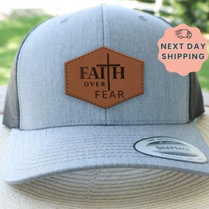 Faith Over Fear Hat, Christian Trucker Cap, Religious Baseball Hat, Inspirational Mesh Cap, Faith Apparel, Christian Gift, Mens Womens Hat