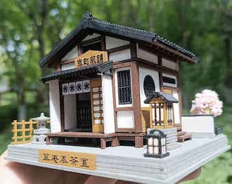DIY和風茶室ブックコーナーキット | 3D禅ミニチュアパズルクラフト | 木製組み立てセット – 落ち着いた雰囲気の棚板と手作りブックエンド