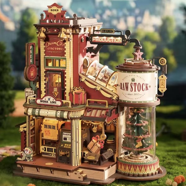 DIY Christmas Toy Factory Book Nook Kit: Handmade 3D Holiday Craft Set - Kids Shelf Insert & Bookend