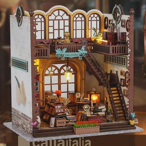 Coin livre bricolage pour mini librairie - Mini kit de créations manuelles confortable pour bibliothèque - Kit de créations artistiques à assembler 3D vintage avec de bonnes lectures, étagère en bois pour créations artisanales