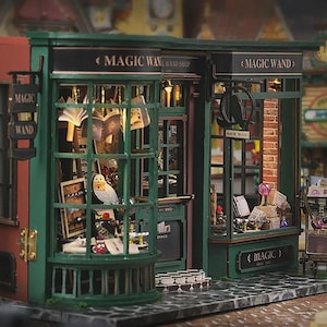 Coin livre magicien bricolage - Kit miniature de baguette magique avec bibelots enchantés, étagère fantaisie, cadeau parfait pour les amateurs de magie