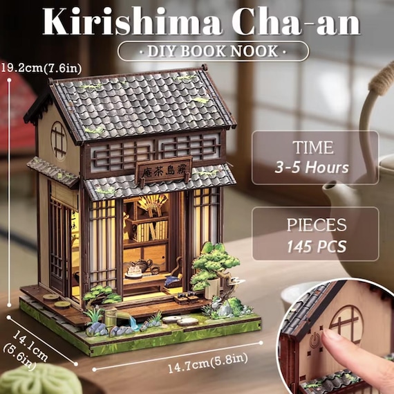 欅 インテリア オブジェ ハンドメイド DIY Japanese Mountain Cottage Book Nook Kit | 3D Zen Puzzle Craft