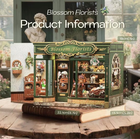 DIY Blossom Florist Book Nook Kit - 3D Wooden Puzzle Craft Set