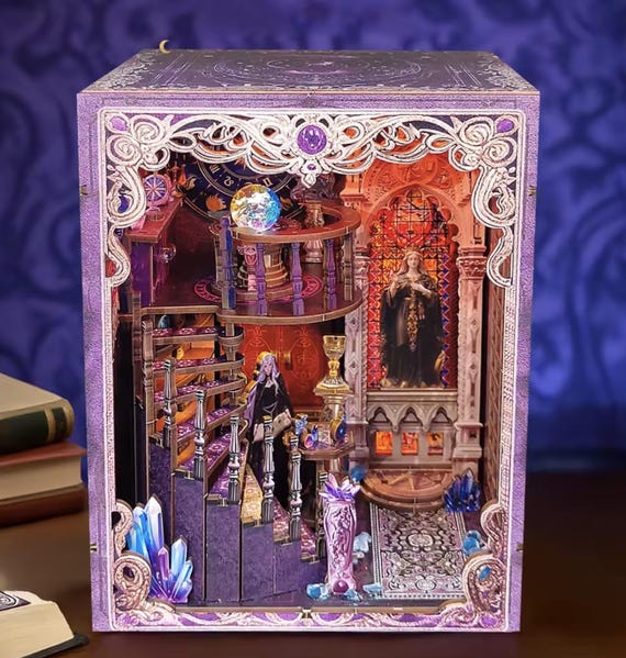 DIY Tarot Reader Book Nook Kit | 3D Mystic Puzzle Craft | Crystal