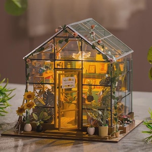 Mini DIY Flower House Kit – 3D Wooden Dollhouse with Furniture | Handmade Craft Kit