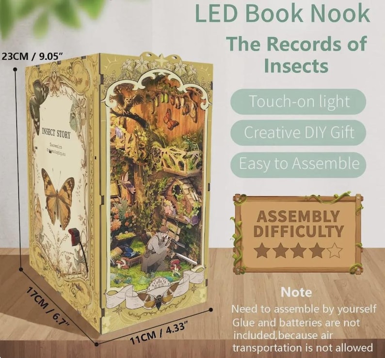 DIY Book Nook Kit: Enchanted Insect & Butterfly Garden Shelf Insert - Etsy