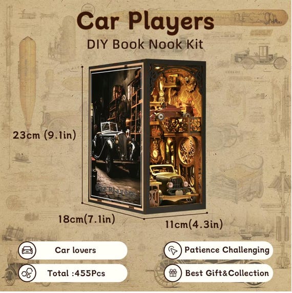 DIY F1 Garage Repair Shop Book Nook Kit | 3D Racing Car Puzzle