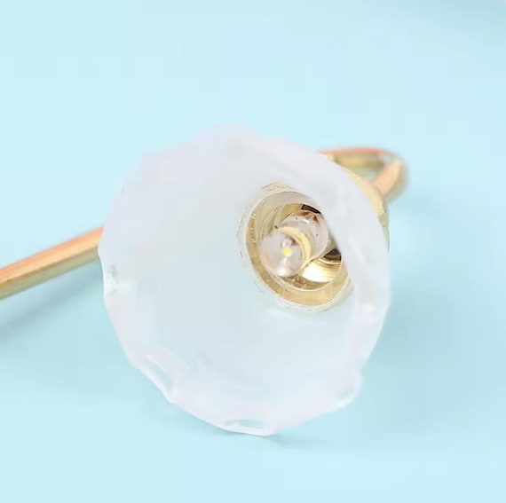 Adorable Miniature Rose Wall Light For Dollhouses - Gold Base Battery LED Lamp For Realistic Room Decor