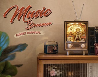 DIY Sunset Carnival Book Nook Kit - Handmade Music Box Craft Set