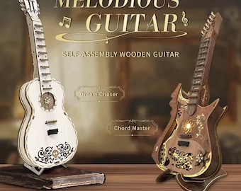 DIY Acoustic Guitar Model Kit | 3D Music Puzzle Craft | Wooden Instrument Assembly Set – Handmade Musical Decor & Creative Gift Idea