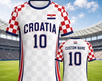 Personalized Croatia Soccer Jersey with Custom Name & Number, Football Fan Shirt, Unisex Croatia Football Kit, Supporter Top