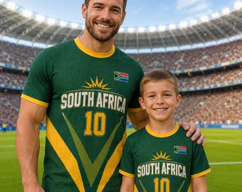 Personalized South Africa Soccer Jersey with Name and Number, South Africa Football Fan Shirt, Custom Soccer Gift
