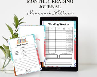 Digitales Lesetagebuch: Monatlicher Tracker & Buchbesprechung (Printable / iPad-Kompatibel)