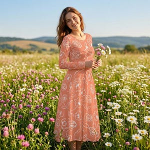 pink and orange flowy dress Pink and Orange Floral Dress Medium main image 1