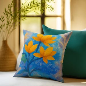 Floral Accent Pillow, Decorative Throw Pillow, Home Decor, Gift for Her, Spring Decor, Couch Cushion