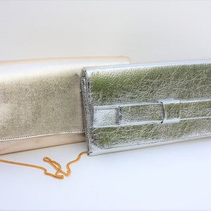 Vintage Gold Lame' And Silver Lame' Clutch Purses Handbags Formal Prom Bridesmaid Wedding Accessory Set of 2 image 1